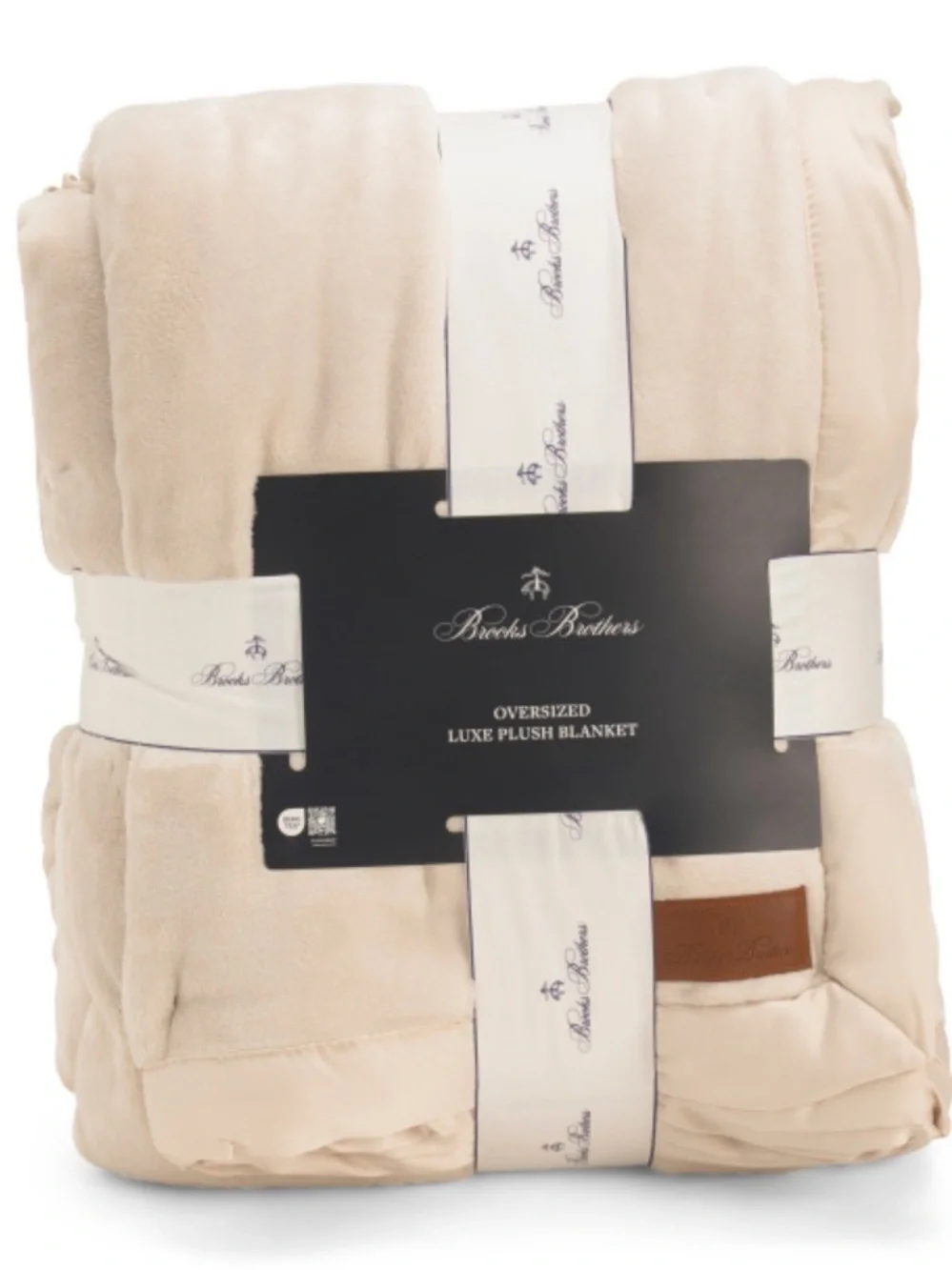 BROOKS Brothers solid Fleece Blanket With Satin Trim